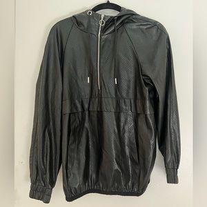Zara pull over faux leather hoodie in black